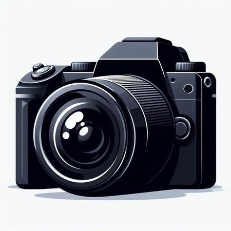 Digital camera on white background. Vector illustration. Eps 10 file.
