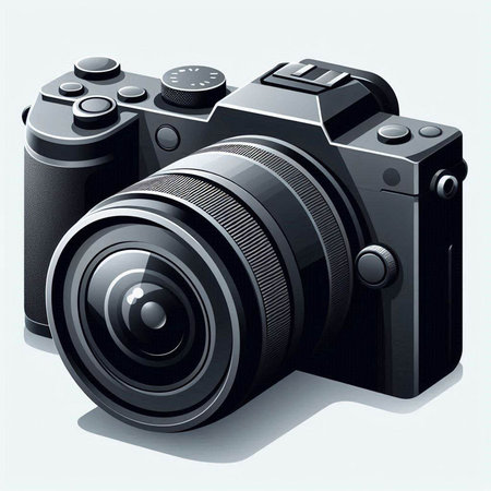Digital SLR camera isolated on a white background. Vector illustration.のイラスト素材