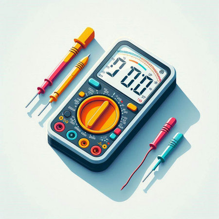 Digital multimeter with multimeter on white background. 3d illustrationのイラスト素材