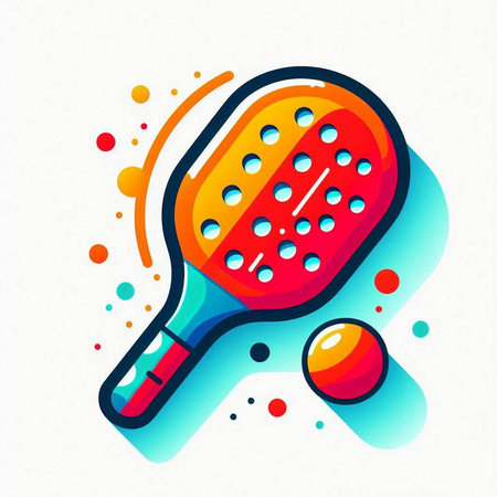 Paddle tennis racket with balls. Vector illustration on white background.のイラスト素材