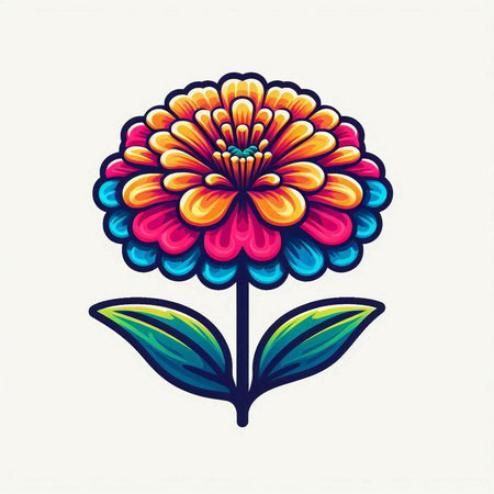 Zinnia flower icon isolated on white background. Vector illustration.のイラスト素材