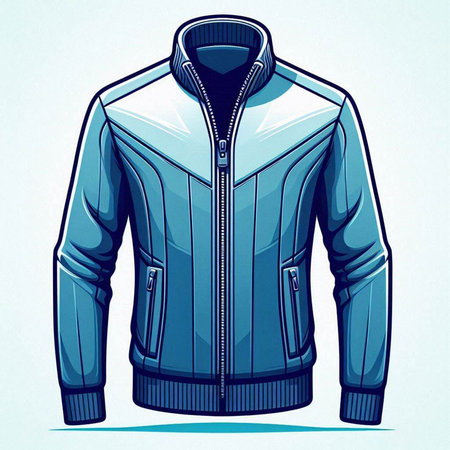 Vector illustration of men's winter jacket on a light blue background.のイラスト素材