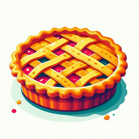 Illustration of a pie on a white background. Vector illustration.のイラスト素材