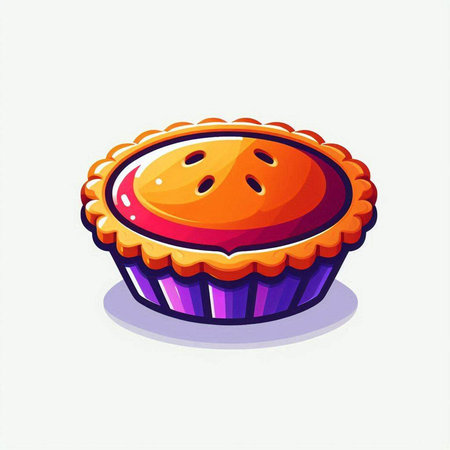 Cupcake vector illustration. Cute cartoon muffin isolated on white background.