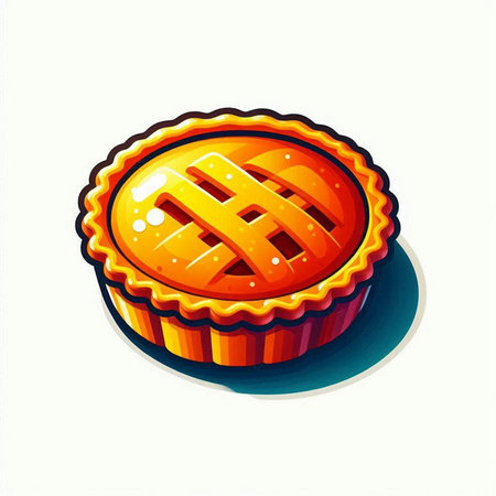 Illustration of a freshly baked pie isolated on a white background.のイラスト素材