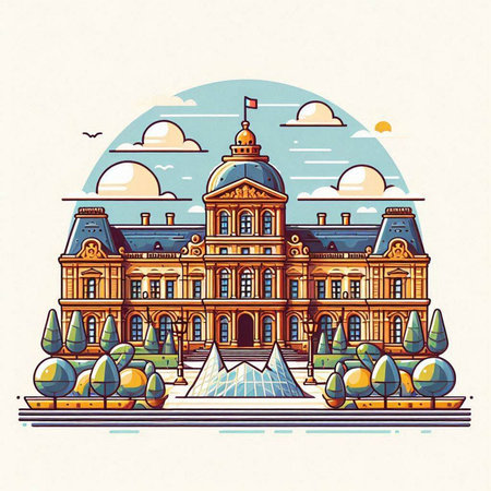 Facade of the National Assembly building in Oslo, Norway. Vector illustration.のイラスト素材