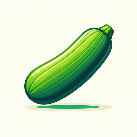 Illustration of a fresh green zucchini on a white backgroundのイラスト素材
