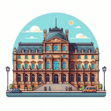 Stockholm, Sweden. Building of the Swedish Parliament. Hand drawn illustration.のイラスト素材