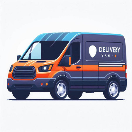 Delivery Van. Vector illustration in a flat style on white background.のイラスト素材