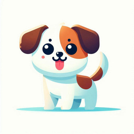 Cute cartoon dog. Vector illustration of a dog with a bone.のイラスト素材