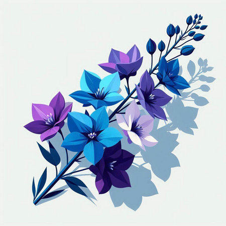 Blue flowers on a white background. Vector illustration for your design.のイラスト素材
