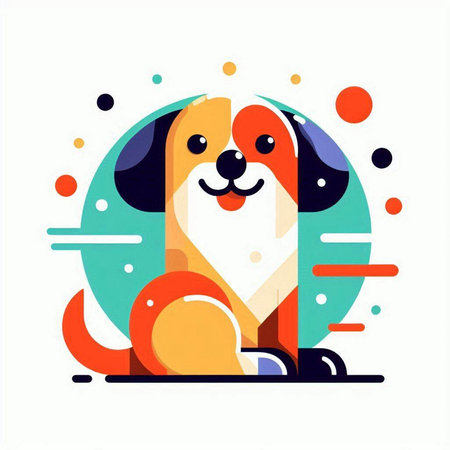 Cute dog in flat style. Vector illustration for your design.のイラスト素材