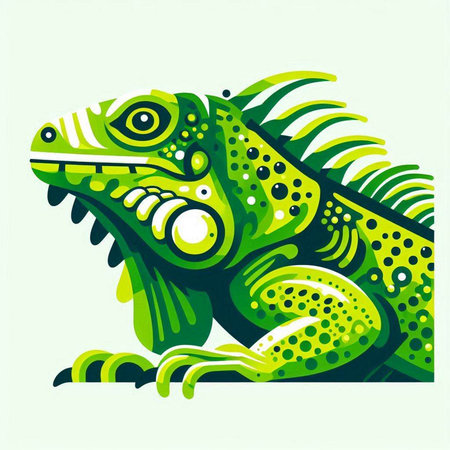Green iguana on a light background. Vector illustration for your designのイラスト素材