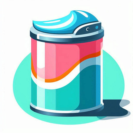 Illustration of a blue and pink paint can isolated on white backgroundのイラスト素材