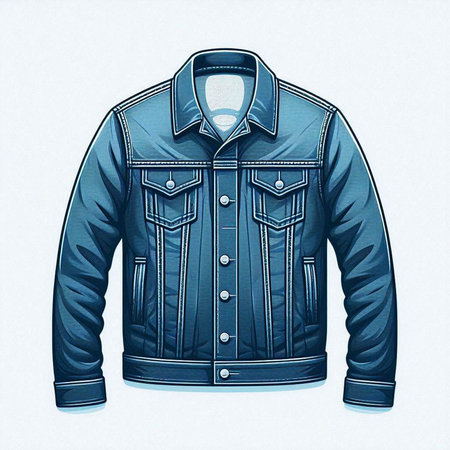Denim jacket with a collar on a white background. 3d rendering