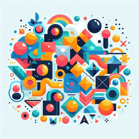 Abstract colorful background with geometric figures. Vector illustration for your design.のイラスト素材