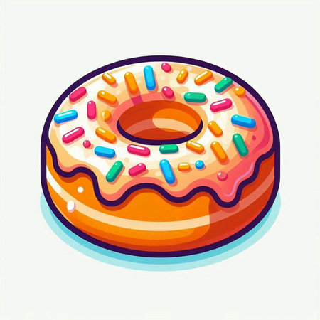 Donut with sprinkles on a white background. Vector illustration.のイラスト素材