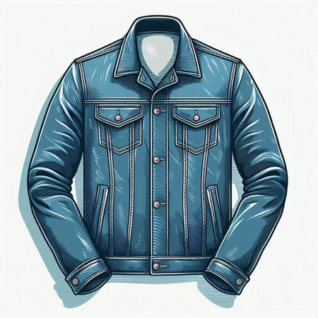 Denim jacket with pockets. Vector illustration of a man's jacket.のイラスト素材