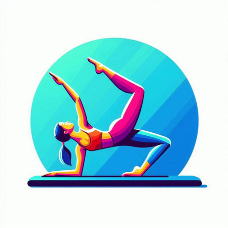 Yoga pose. Woman doing yoga asana. Vector illustration.のイラスト素材