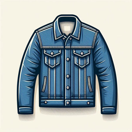 Denim jacket with pockets. Vector illustration of a stylish jacket.のイラスト素材