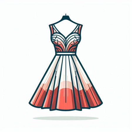 Illustration of a wedding dress on a mannequin. Vector illustration.のイラスト素材