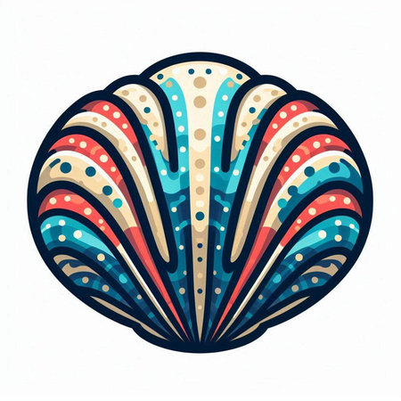 Colorful seashell on a white background. Hand drawn illustration.のイラスト素材