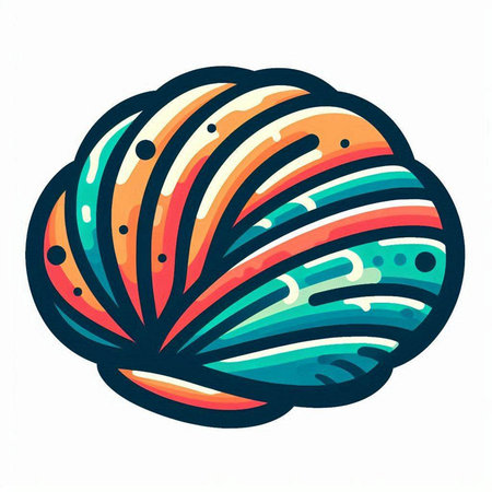 Colorful seashell isolated on a white background. Vector illustration.