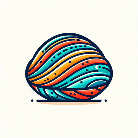 Colorful ball of yarn on white background. Hand drawn vector illustration.のイラスト素材
