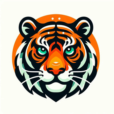 Tiger head mascot isolated on white background. Vector illustration for t-shirt, poster, sticker, apparel design.のイラスト素材