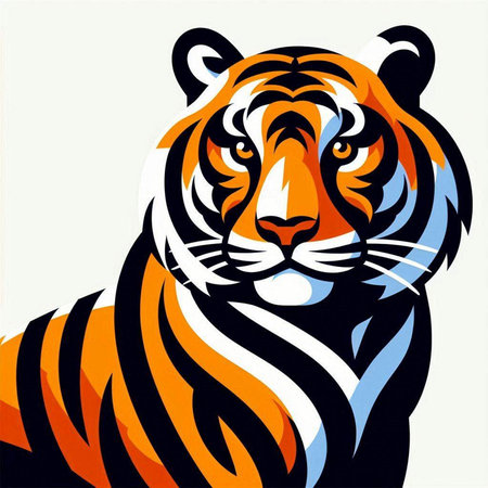 Tiger head vector illustration on a white background. Vector illustration.のイラスト素材