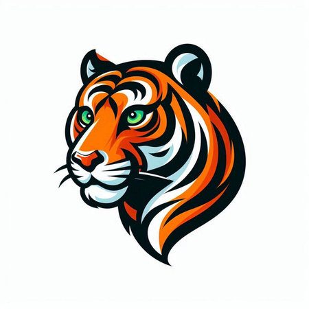 Tiger head mascot vector illustration isolated on white background for sport team