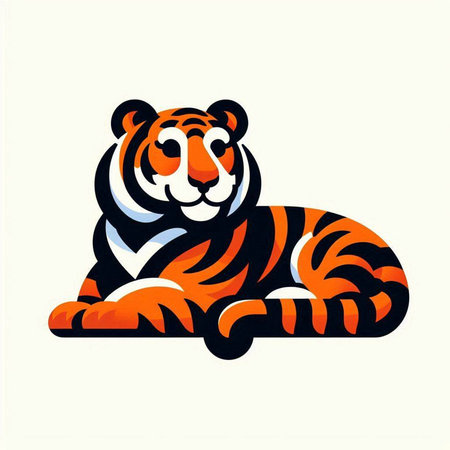 Illustration of a tiger on a white background. Vector illustration.のイラスト素材