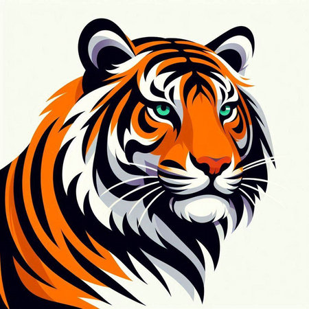 Tiger head on a white background. Vector illustration for your designのイラスト素材