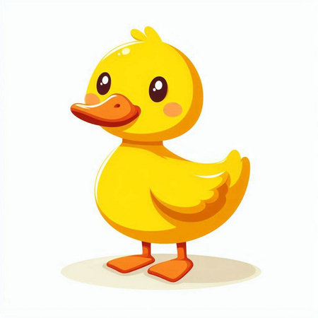 Cute yellow duckling isolated on white background. Vector illustration.のイラスト素材
