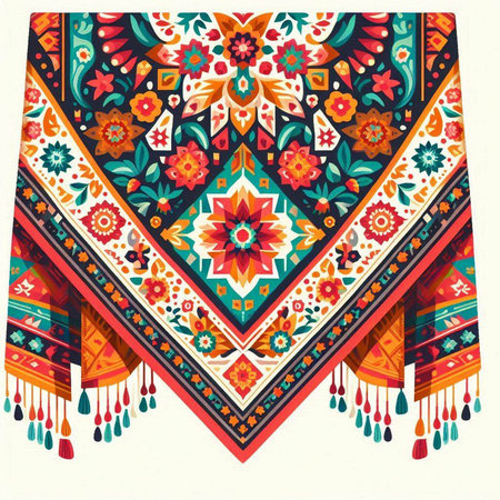Colorful hand drawn ethnic carpet. Boho style. Vector illustration.のイラスト素材