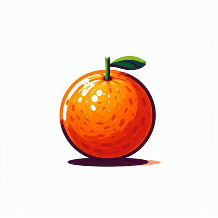 Orange fruit isolated on white background. Hand drawn vector illustration in cartoon style.のイラスト素材