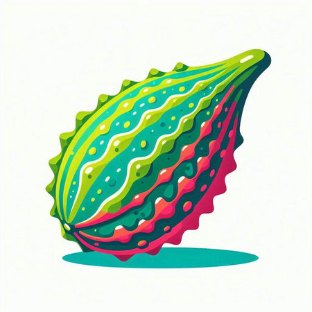 Bitter melon vector illustration. Isolated on white background.のイラスト素材