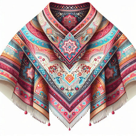 Colorful shawl isolated on white background. Boho style