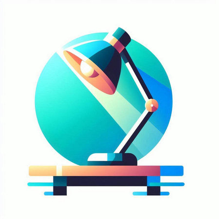 Desk lamp icon, vector illustration. Flat design style, modern colors.のイラスト素材