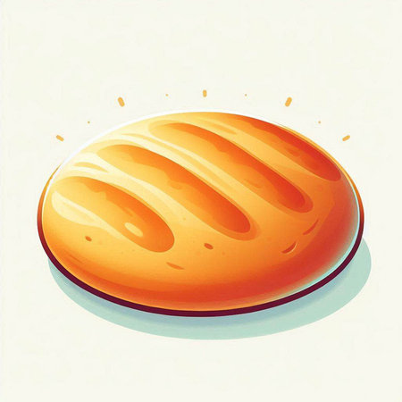 Illustration of a round loaf of bread on a white background.