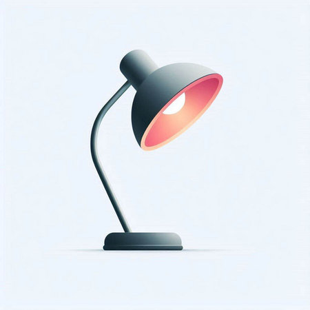 Illustration of a modern desk lamp on a white background with shadowのイラスト素材