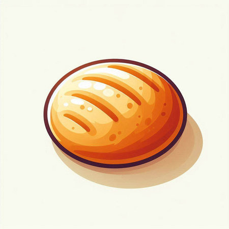 Illustration of a round loaf of bread on a white background.のイラスト素材