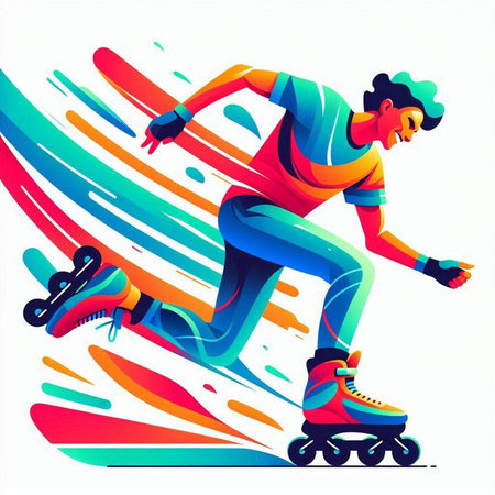 Roller skater. Colorful vector illustration for your design.のイラスト素材