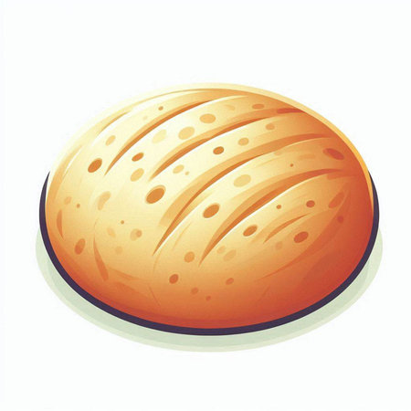 Illustration of a round loaf of bread on a white background.のイラスト素材