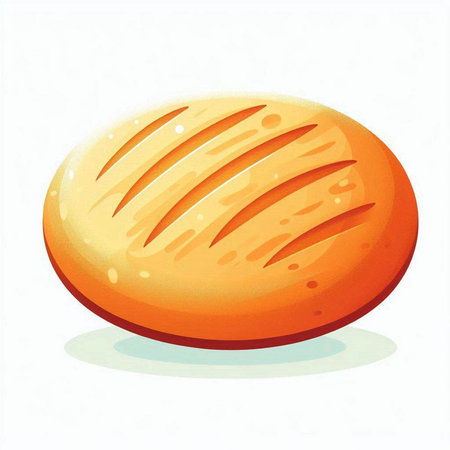 Illustration of a round loaf of bread on a white background.