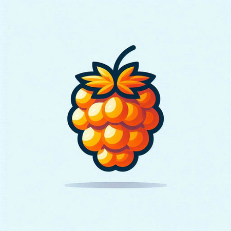 Raspberry fruit on a blue background. Vector illustration of a raspberry.