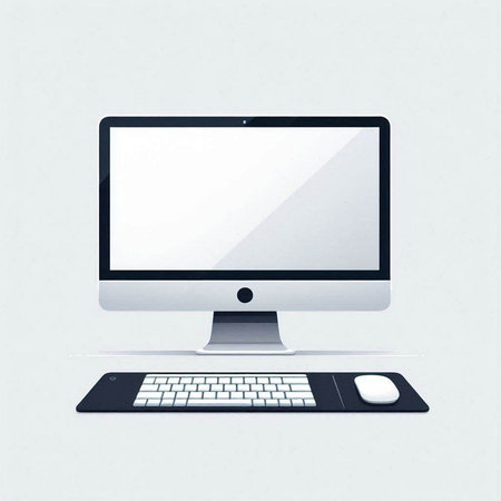 Computer monitor with blank screen on the white background. Vector illustration.のイラスト素材