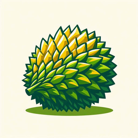 Green pine cone isolated on white background. Vector illustration in cartoon style.