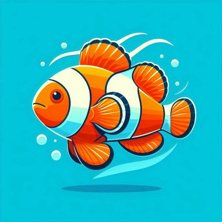 Clown fish. Vector illustration of anemone fish in cartoon style.のイラスト素材