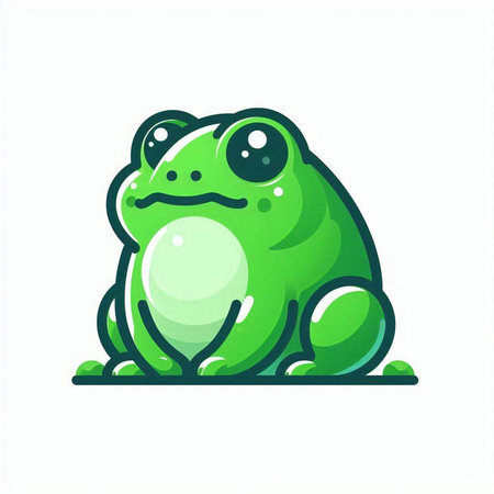 Frog icon. Vector illustration of a green frog on a white background.のイラスト素材